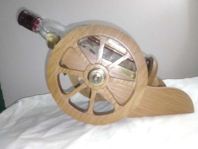 Vintage empty Three Ships 5 year old Scotch whisky  on Cannon framework.