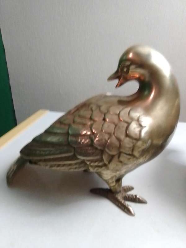 A Vintage pair of heavy brass Doves or Pigeons weighing combined at 2 Kg's in good condition.