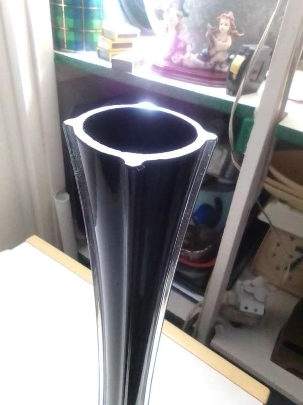 1970's Vintage long stemmed square black Eifel Tower/pencil art glass Vase.