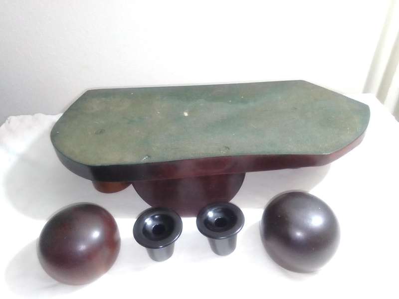 Vintage Stinkwood Desk organiser, with Inkwells. In excellent condition for it's age.
