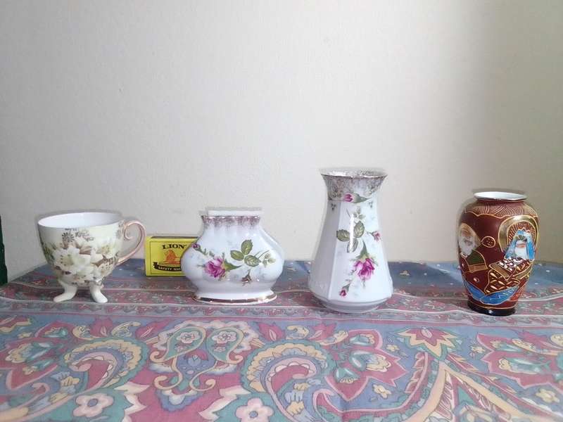 A bud Vases + Servette holder *Cholodziez Poland*, Fine porcelain Egg cup. Satsuma style Vase.