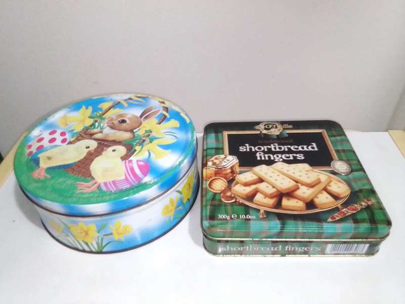 Vintage Hair Curlers and pins in 2 Cake  tins