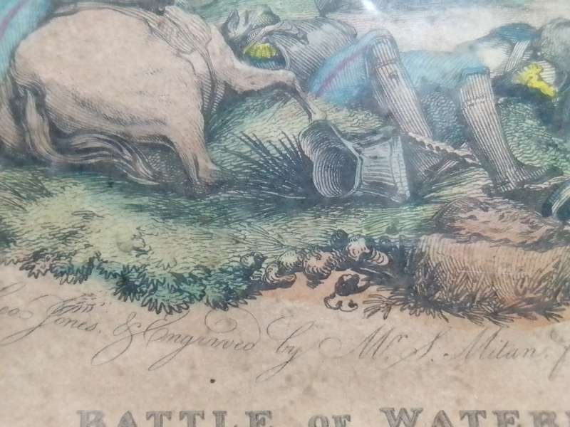 Battle of Waterloo. Advance of the British lines. 18 June 1815. Print original by Samuel Mitan.