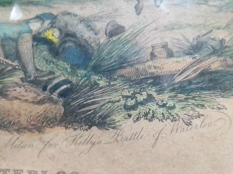 Battle of Waterloo. Advance of the British lines. 18 June 1815. Print original by Samuel Mitan.