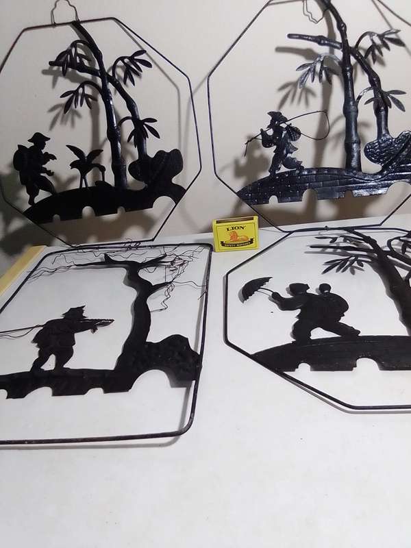 Wow 1940's. 4 x Antique Chinese Anhui Wuhu Iron folk Art is believed to be the oldest craft in China