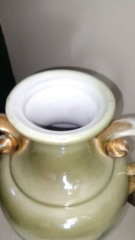 Antique 1900's French Style Art Nouveau Vase Ornate 10k Gold Gilded Lidded two handles with Patina.