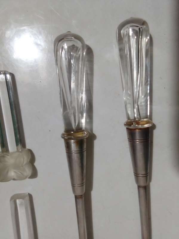 Vintage glass 4 Knife rests and Said Spoons