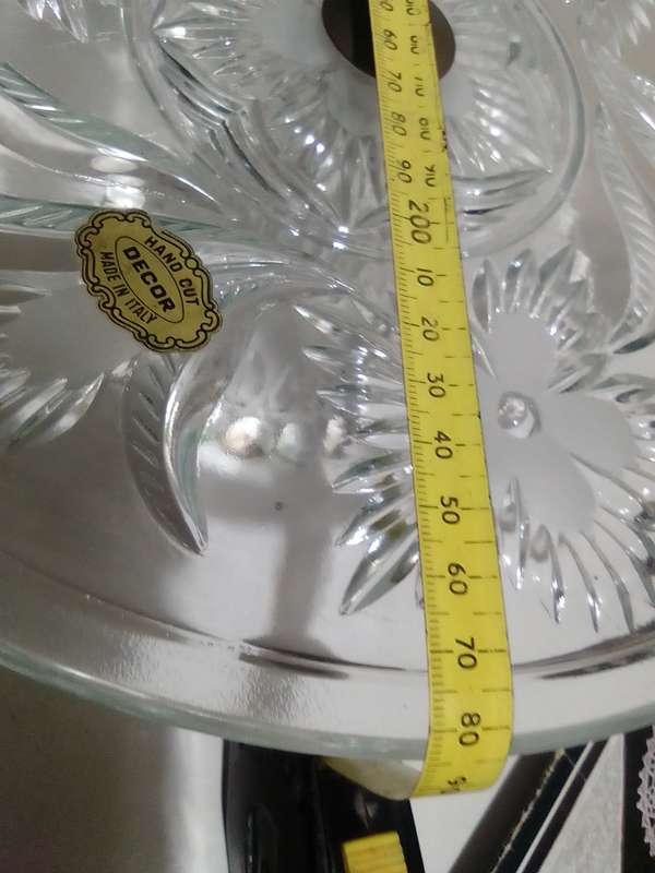 Large vintage glass made in ITALY Cake stand with EPNS Cake - lifter