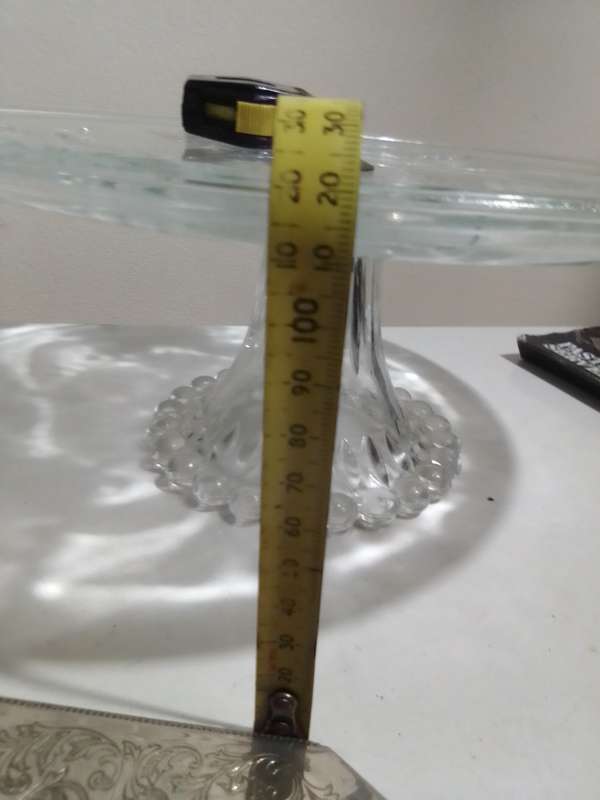 Large vintage glass made in ITALY Cake stand with EPNS Cake - lifter