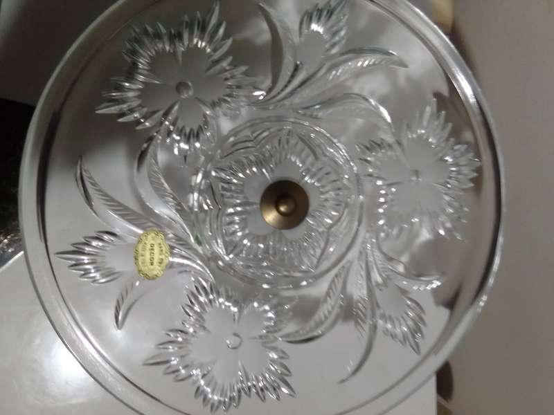 Large vintage glass made in ITALY Cake stand with EPNS Cake - lifter