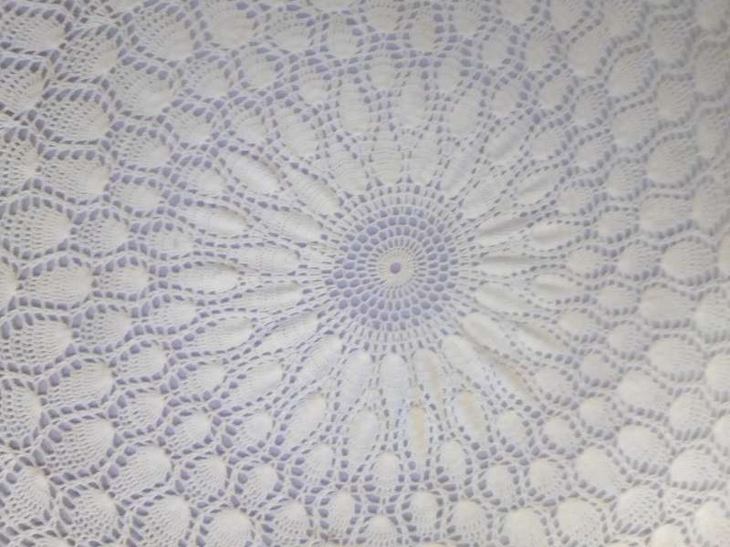 A Hand Crocheted Round Tablecloth Size: 155cm W in Excellent condition.
