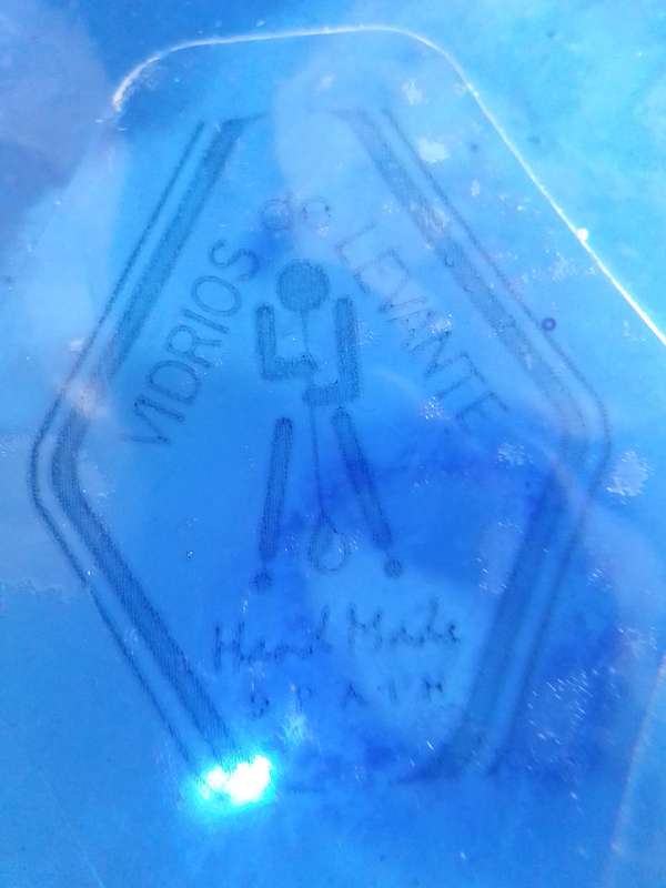 Very Rare. Vidrios De Levante from Spain. LARGE BLUE VASE, Handmade Man blowen glass on Mft sticker.