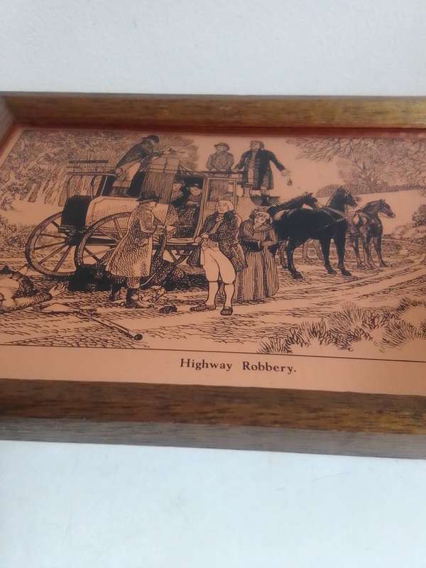 Quality Copper Etchings paintings. Copper wall art Vintage English Picture of a High-Way Robbery.