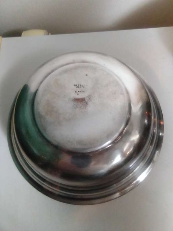 Vintage. Covered Cake/Cheese Dish Sheffield JHB plus "Sarango" serving plus another S/Plated Bowl