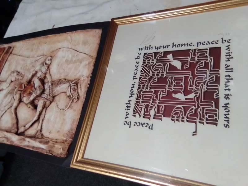 Awsome Large Wall plaque a Desert Caravan with Gold Bell. By `Saad Al Jed Gallery` Dubai Dated 2009