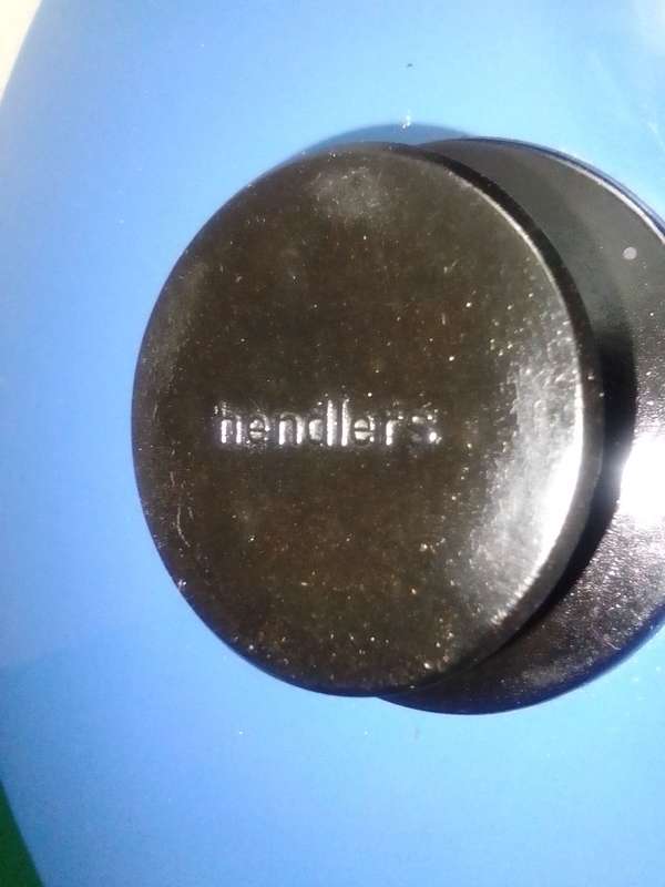 A 8kg's made by "Hendlers" Blue Enamel Cooking heavy based lidded cooking pot.