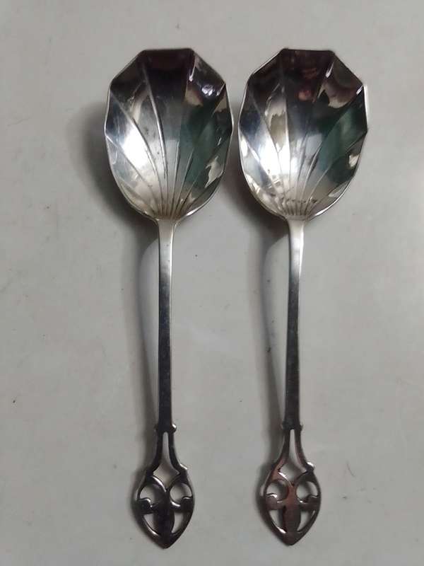 8 Grape fruit spoon set and 4 butterfly napkin rings