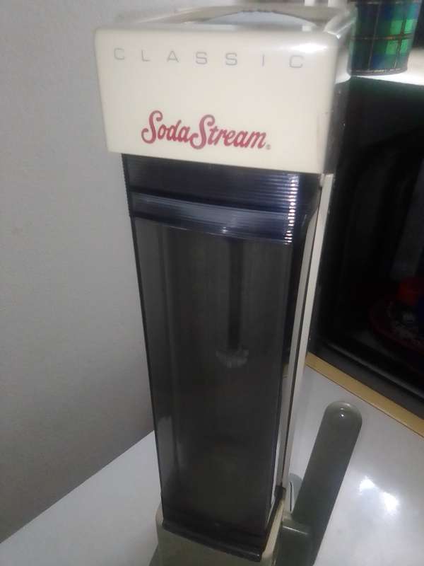A Classic Soda Stream with gas in bottle and working. In good condition.