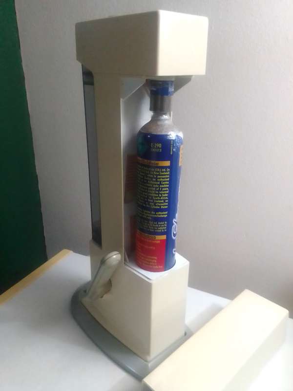 A Classic Soda Stream with gas in bottle and working. In good condition.