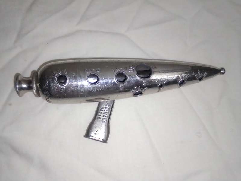 1890-1930 Antique Nickel plated. Wind instrument "UllMann" PARIS. FRENCH METAL CAST OCARINA