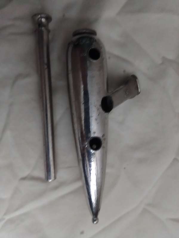 1890-1930 Antique Nickel plated. Wind instrument "UllMann" PARIS. FRENCH METAL CAST OCARINA
