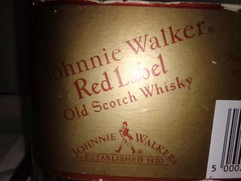 Johnny Walker Red Label empty whisky bottle on Cardle.