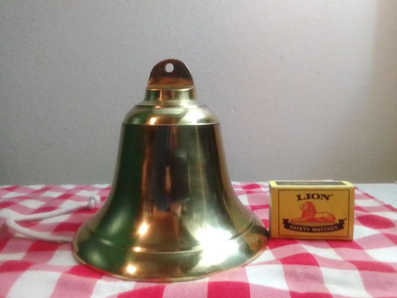 Old vintage Solid and Heavy all Brass including striker Ship's Bell. Ideally for the " Last Round "