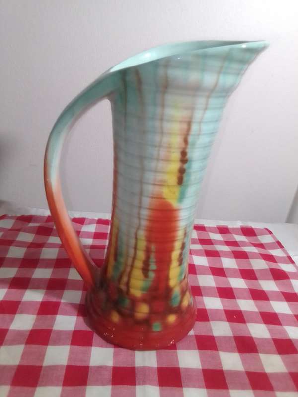 1940 Pitcher/Vase, Vintage Royal Art Pottery Longton/Falcon Ware 26cm Jug, Deco Style.