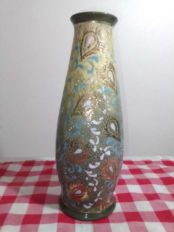 19th century Royal Doulton Lambeth Slater Patent Vase, possible by Rosina Brown (1887-1903).