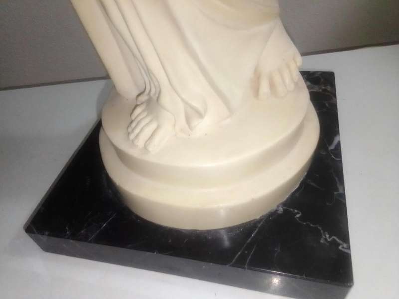 Large vintage. Stamped: A Santini. Greek Lady with jug/Bowl on a Correra marble base. 44cm Tall.