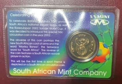 " South Africa 2002 Soccer 50 Cent in Card "