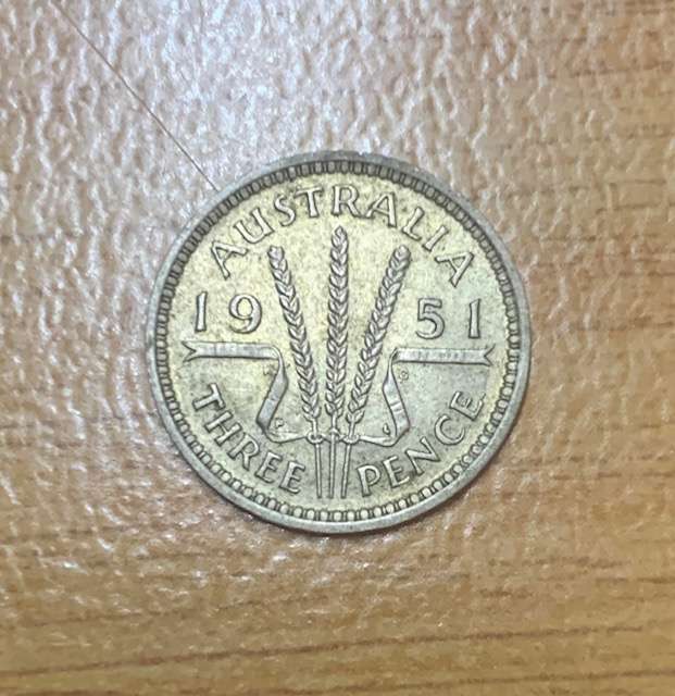 !!! Australia 1951PL 3 Pence  !!!