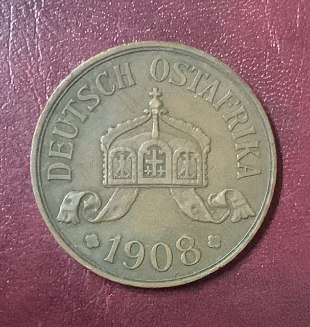 !!! German East Africa 1908 J - 5 Heller !!!