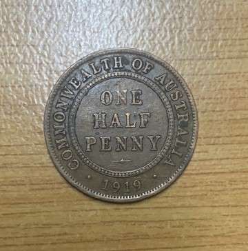 !!! Australia 1919  - 1 /2 Penny  !!!