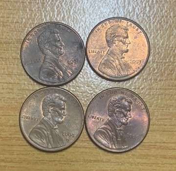 !!! USA Lot of 4 x Memorial Penny's/ 1 Cent  !!!