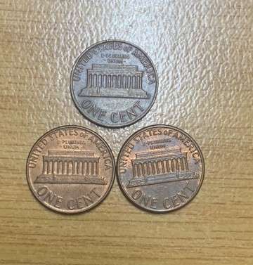!!! USA Lot of 3 x Memorial Penny's/ 1 Cent  !!!
