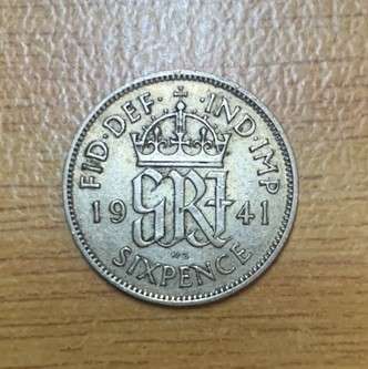 !!! British Silver 6 Pence - 1941 !!!