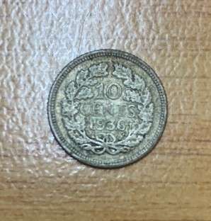 !!! Netherlands 1936 Silver 10 Cent  !!!