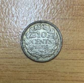 !!! Netherlands 1938 Silver 10 Cent  !!!