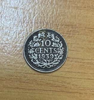 !!! Netherlands 1939 Silver 10 Cent  !!!