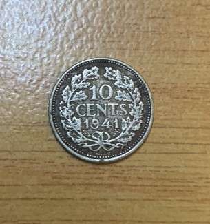 !!! Netherlands 1941 Silver 10 Cent  !!!