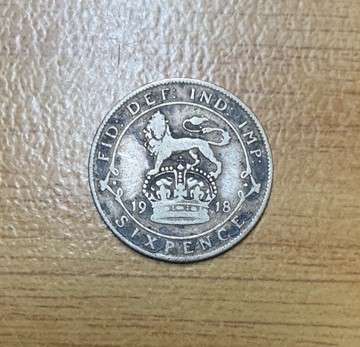 !!! British Silver 6 Pence - 1918 !!!