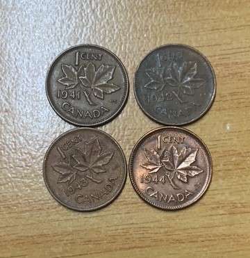 !!! Canada 1 Cents from the 40"s  !!!