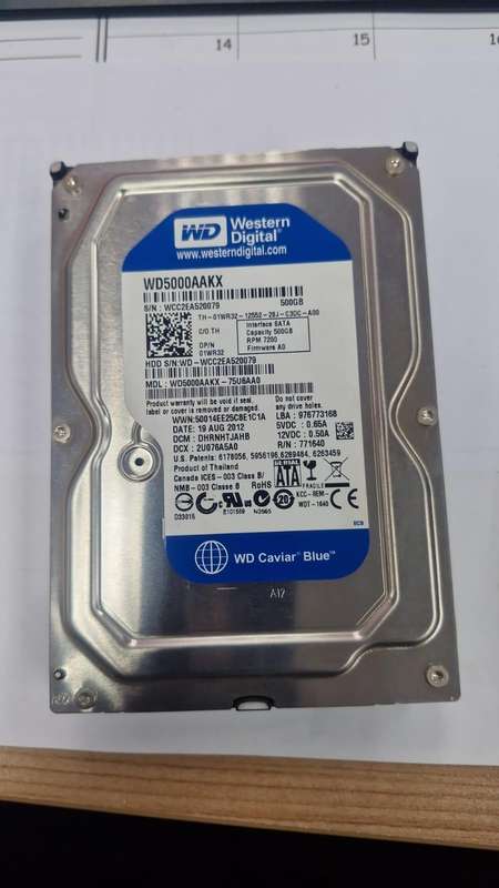 500gb Western Digital 3.5" Harddrive