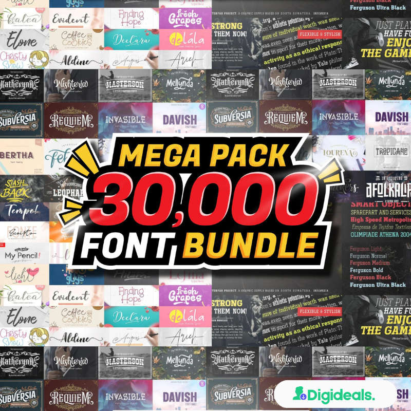 30,000 Fonts Bundle MEGA PACK  The Ultimate Typography Collection!