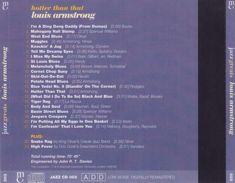 Louis Armstrong - Jazz Greats : Hotter Than That (CD)