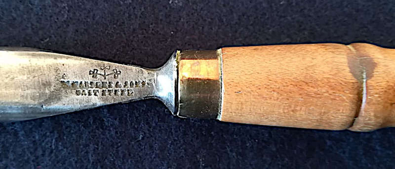 Two Antique Carving Chisels - Gouges 5/8" and 3/4" c1860 William Marples & Sons England