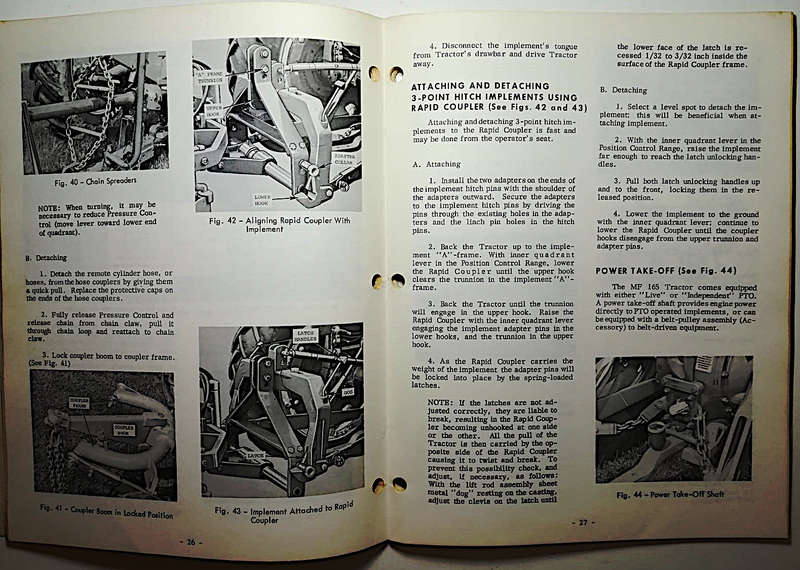 Vintage Massey-Ferguson Tractor 165 - Original Manual c.1964 - 1975