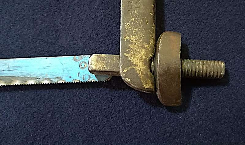 Rare "Footprint" Antique Adjustable Blade Hacksaw - 8 to 12 Inches