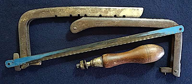 Rare "Footprint" Antique Adjustable Blade Hacksaw - 8 to 12 Inches